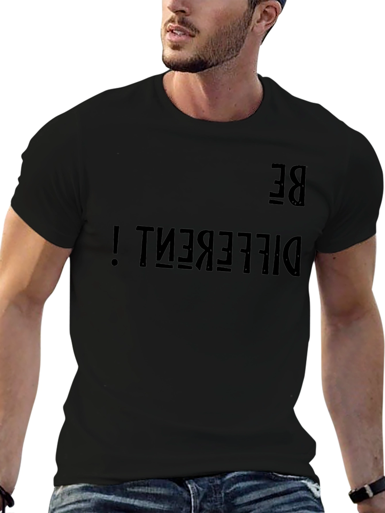 Be Different Graphic Tee - Black Cotton Casual Shirt