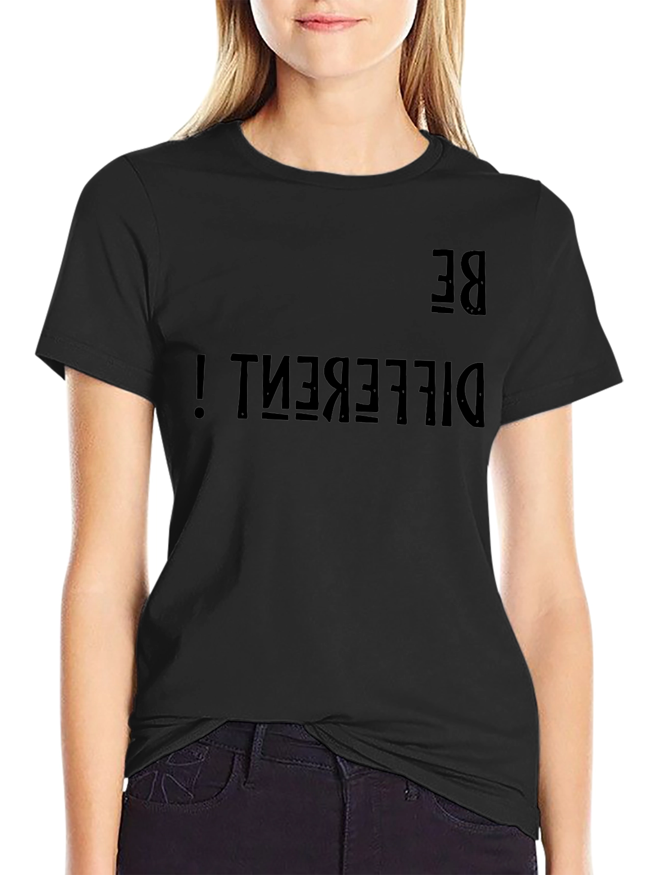 Be Different Graphic Tee - Black Cotton Casual Shirt