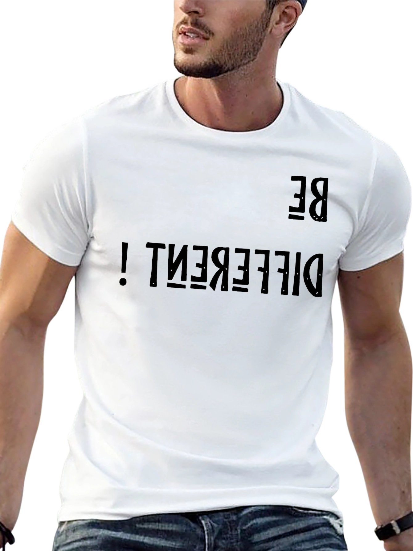 Be Different Graphic Tee - Black Cotton Casual Shirt