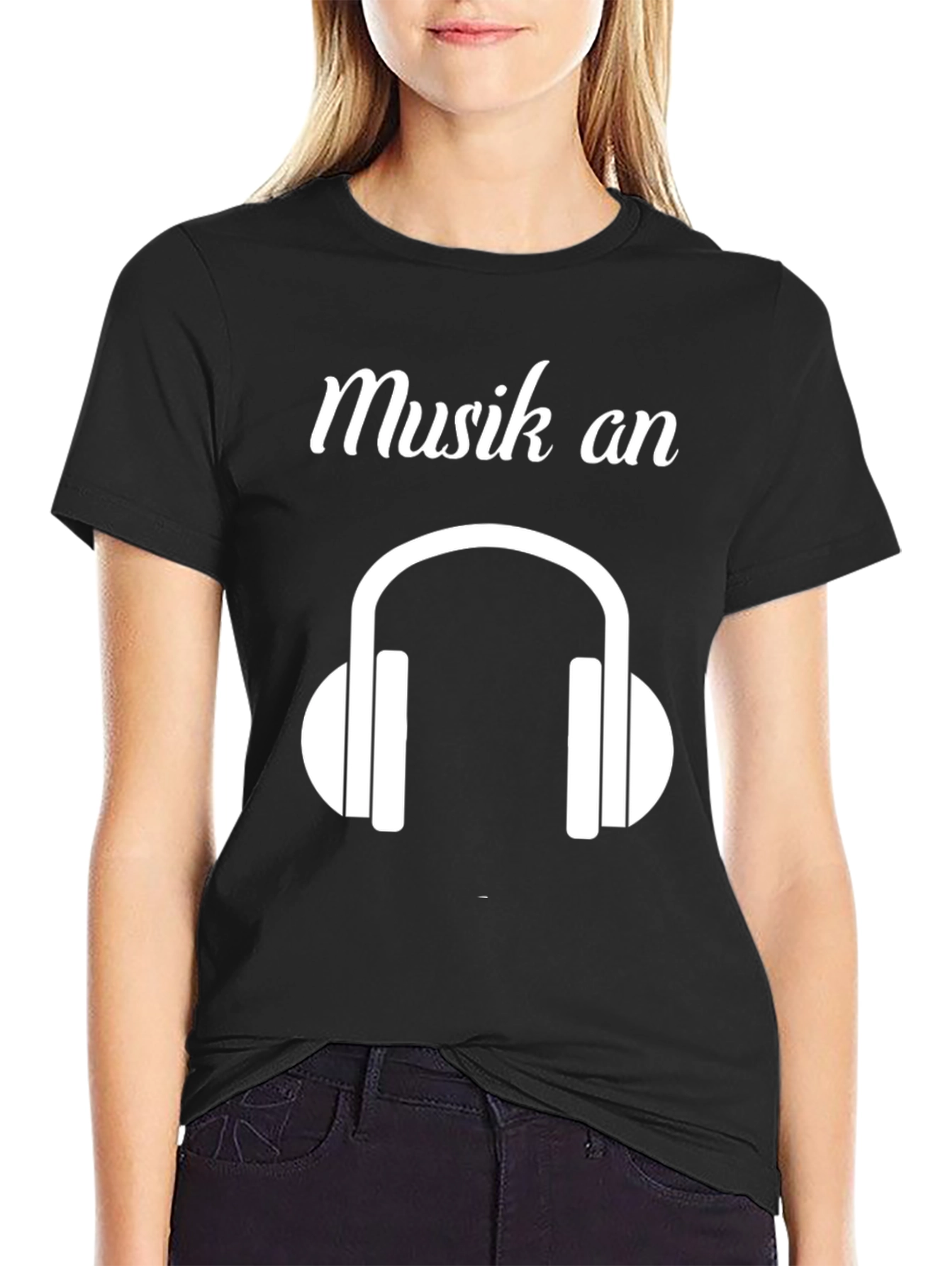 Musik An Headphones Graphic Black T-Shirt