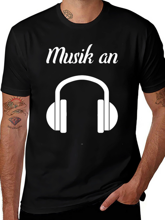 Musik An Headphones Graphic Black T-Shirt