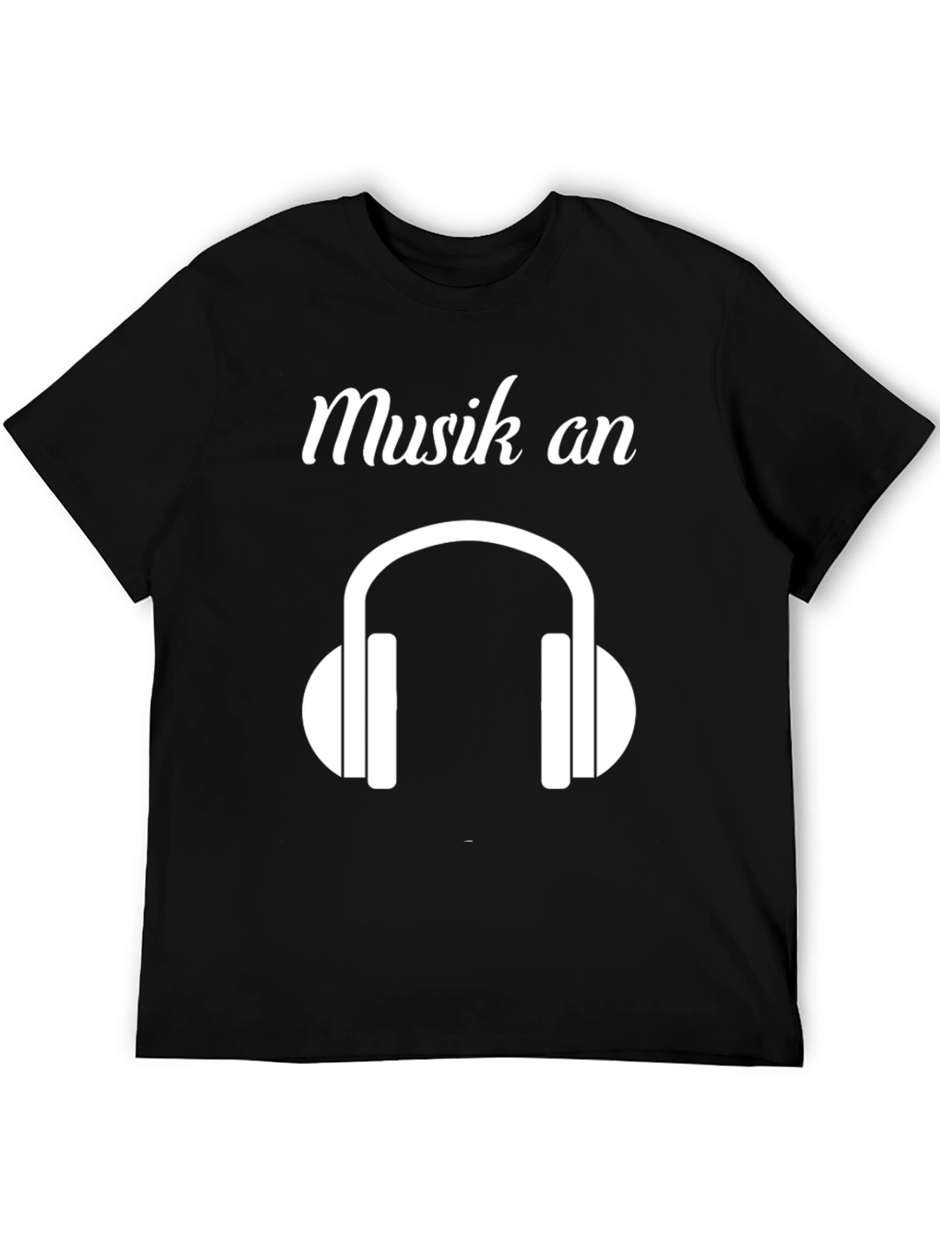 Musik An Headphones Graphic Black T-Shirt