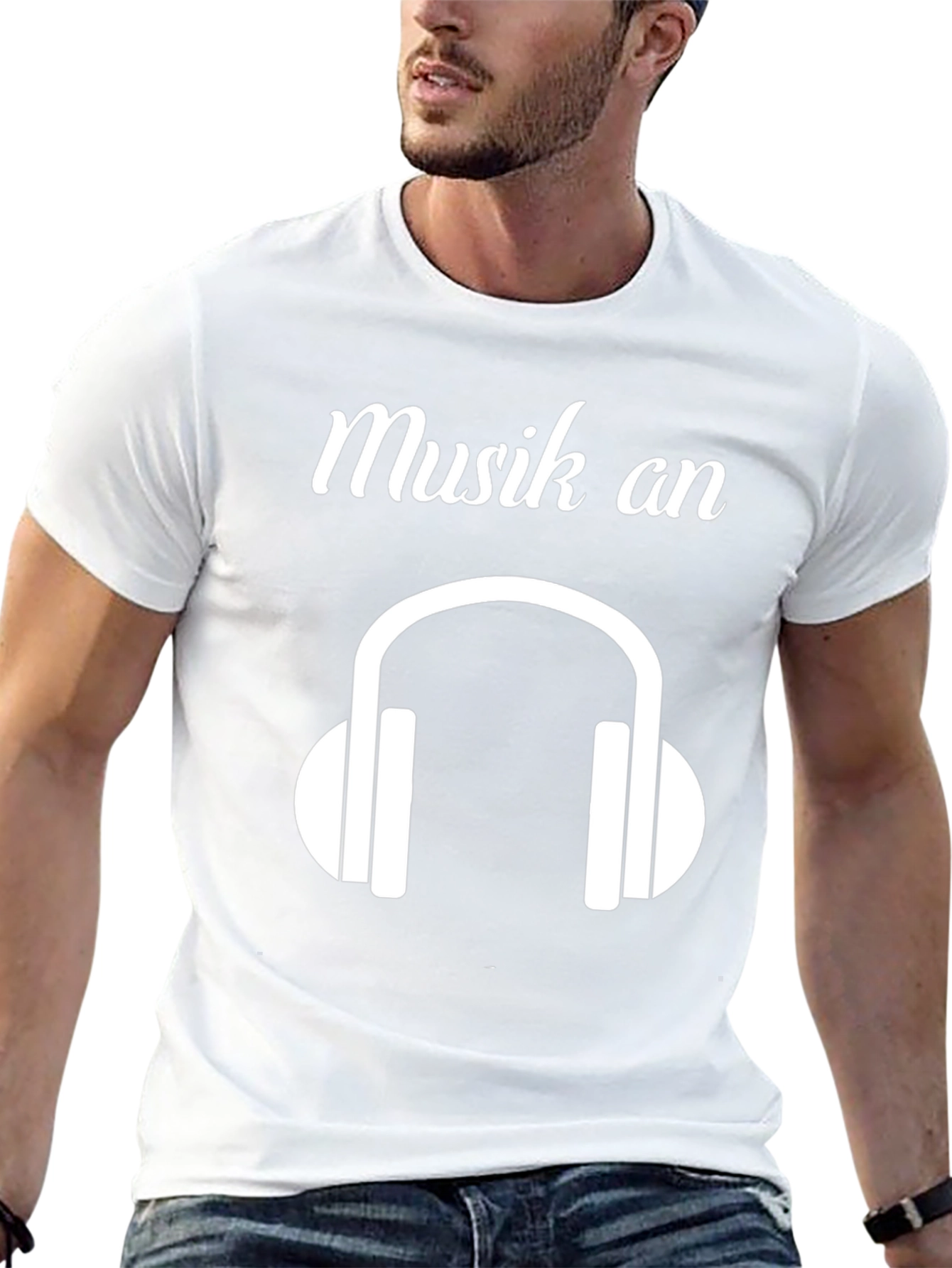 Musik An Headphones Graphic Black T-Shirt