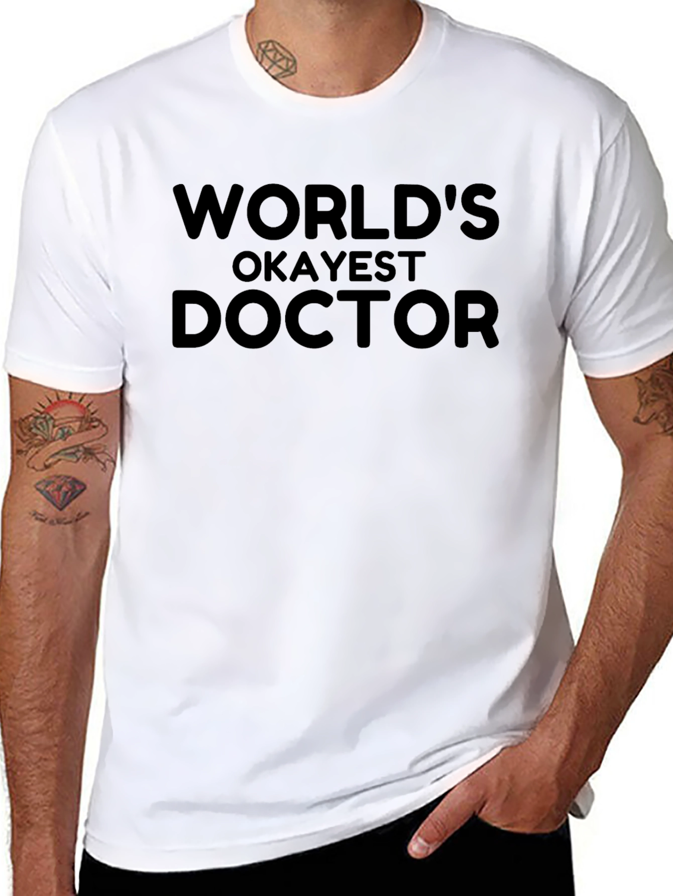 Worlds Okayest Doctor Black T-Shirt Funny Gift