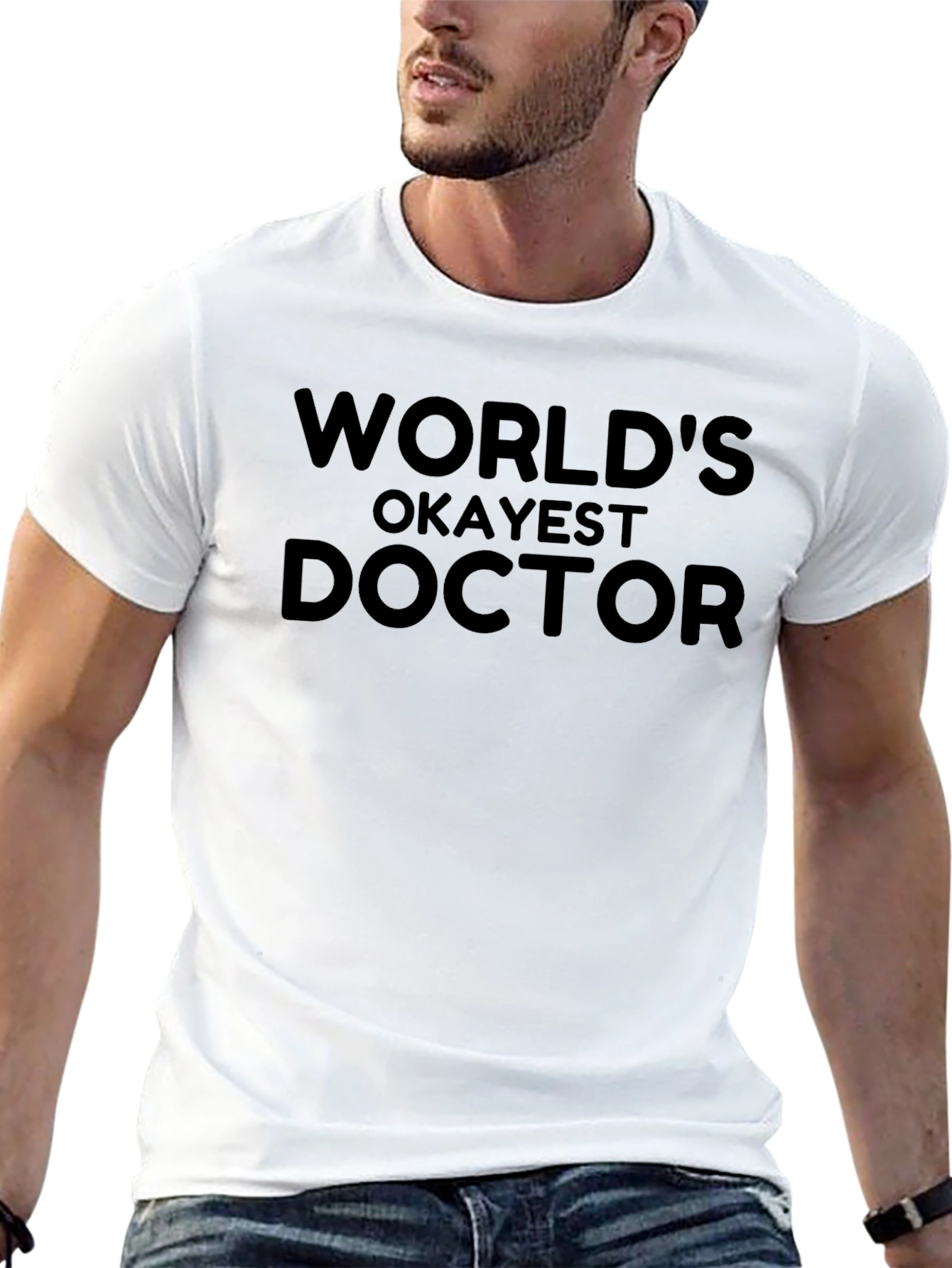 Worlds Okayest Doctor Black T-Shirt Funny Gift