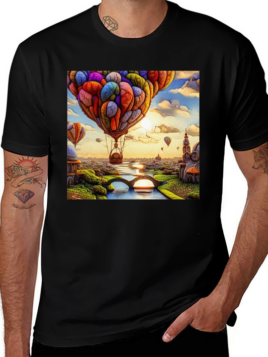 Whimsical Hot Air Balloon Art T-Shirt