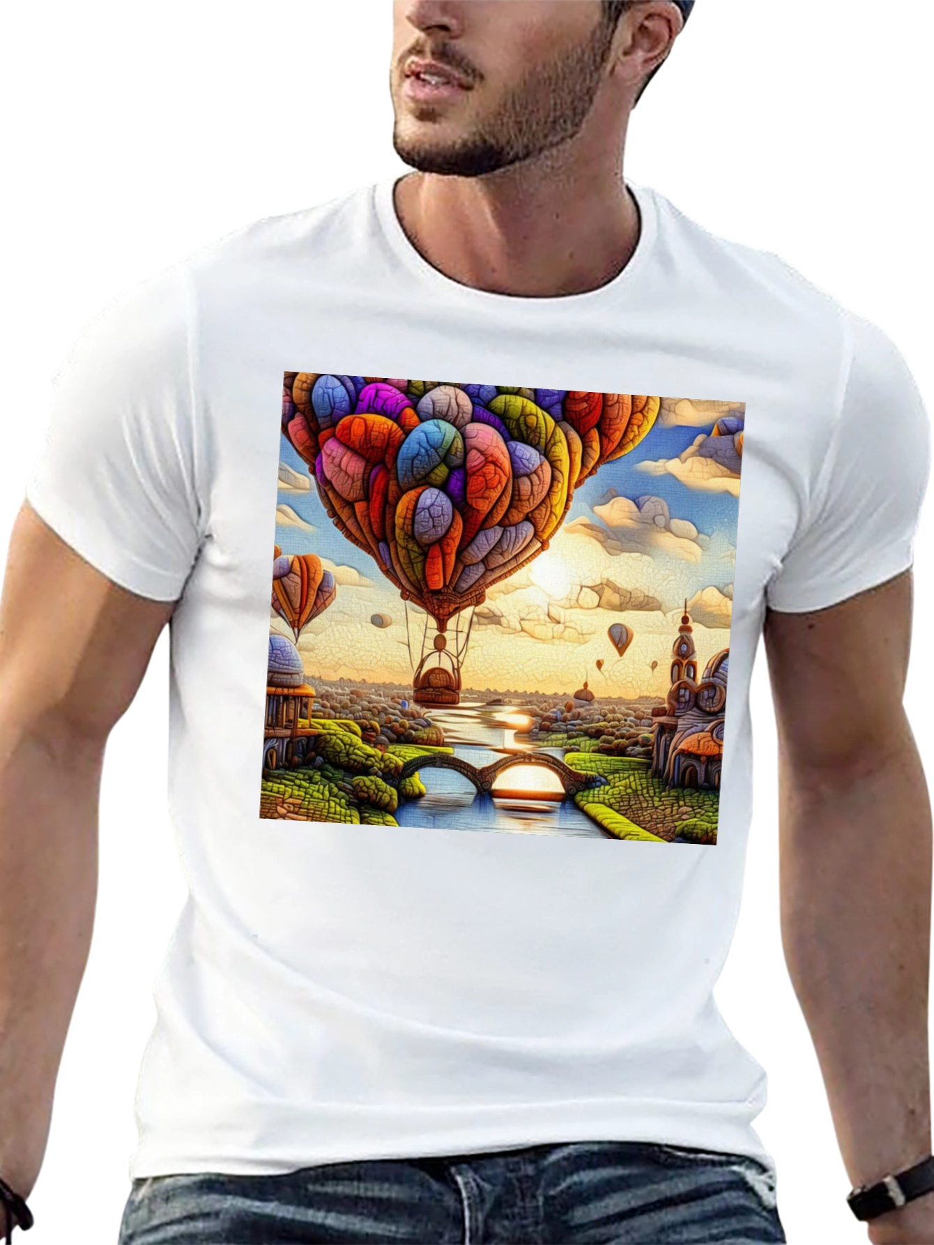 Whimsical Hot Air Balloon Art T-Shirt