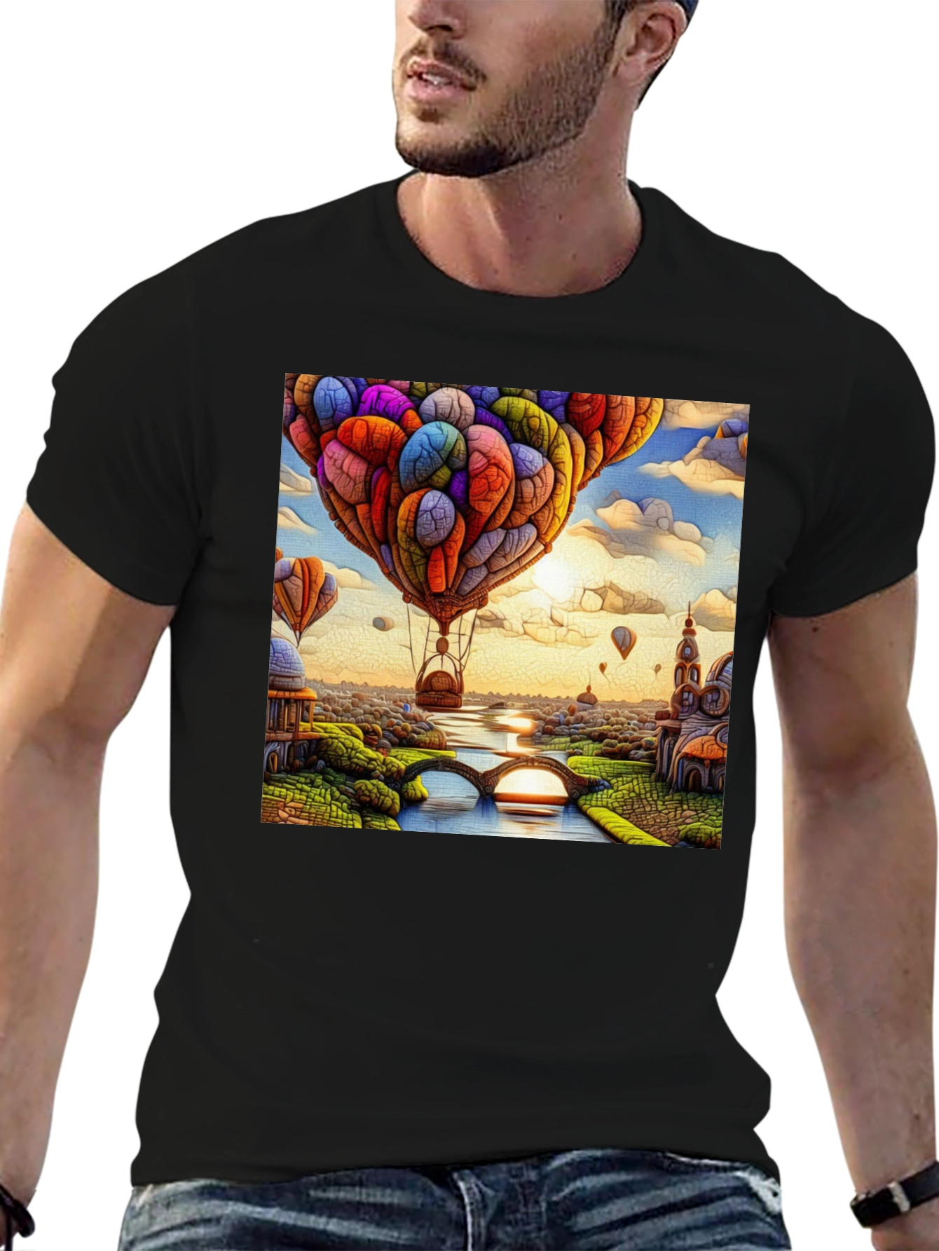 Whimsical Hot Air Balloon Art T-Shirt