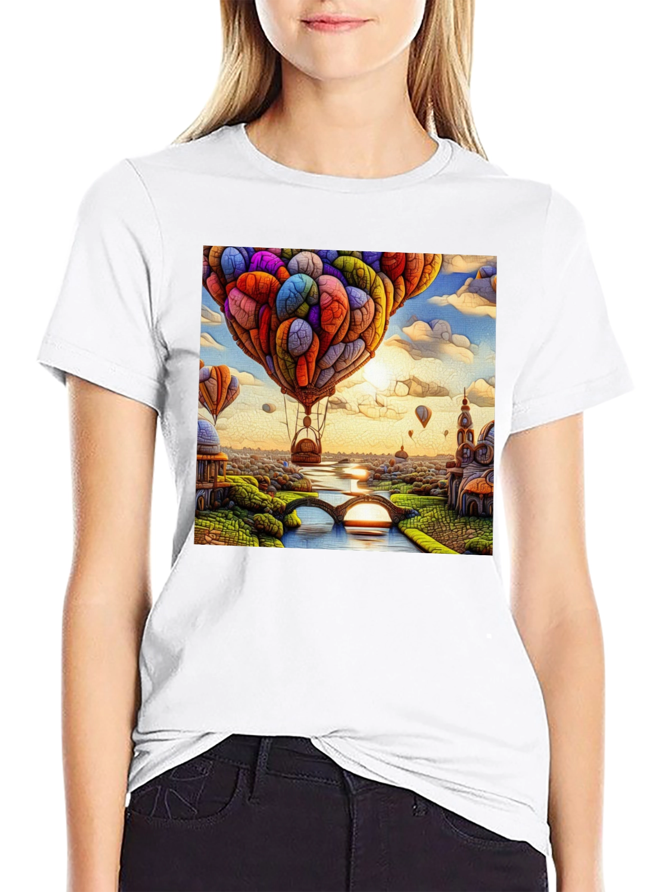 Whimsical Hot Air Balloon Art T-Shirt
