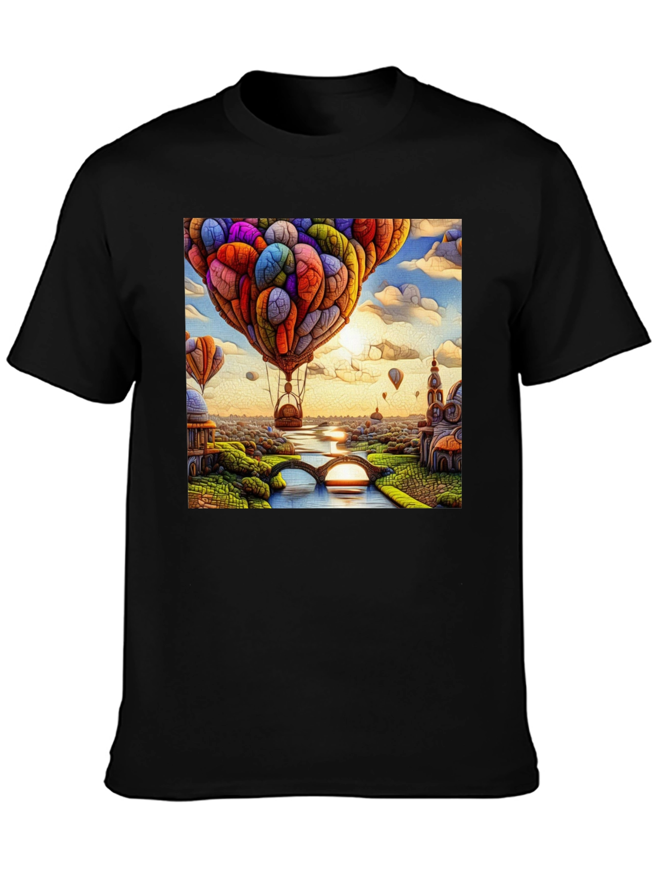 Whimsical Hot Air Balloon Art T-Shirt