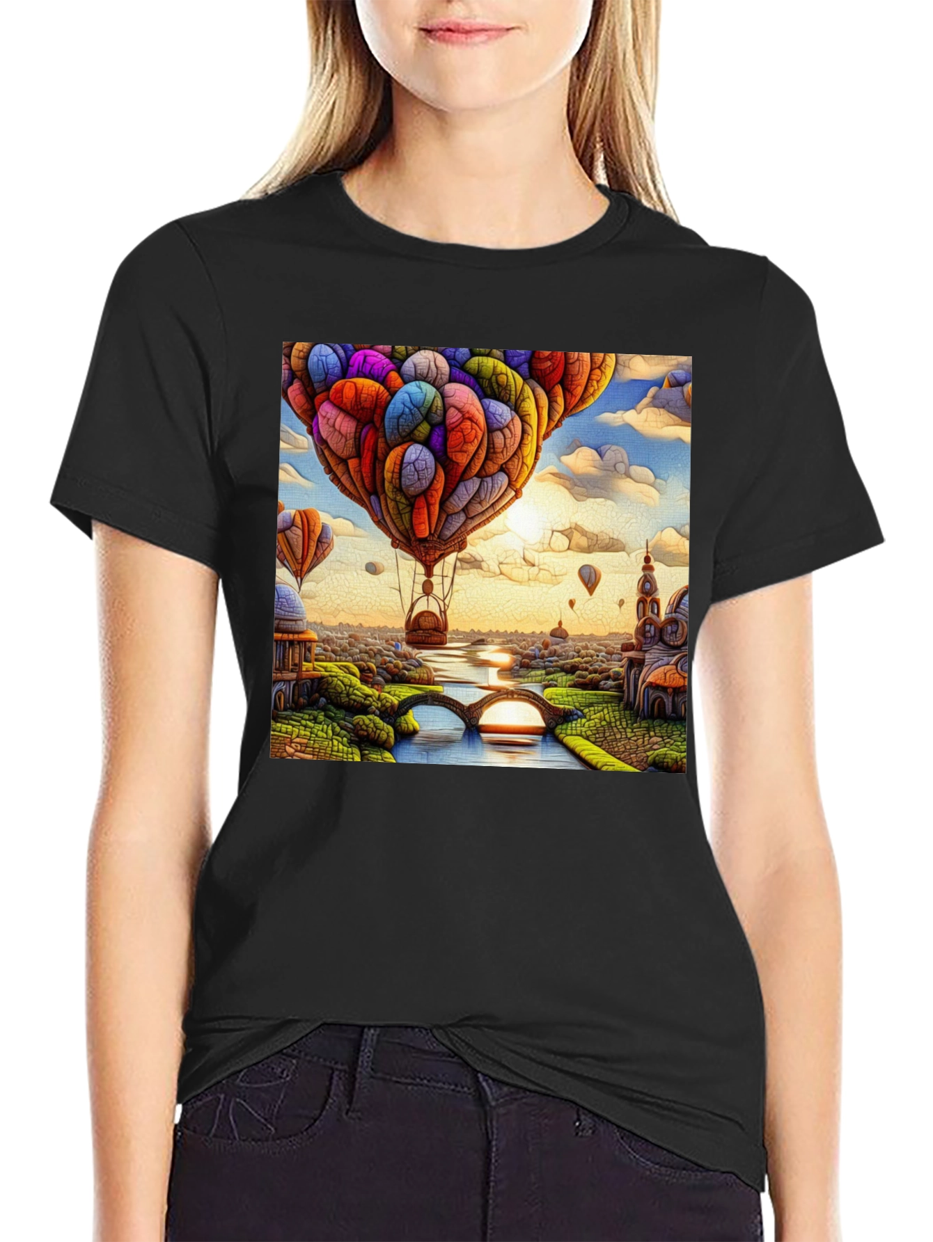 Whimsical Hot Air Balloon Art T-Shirt