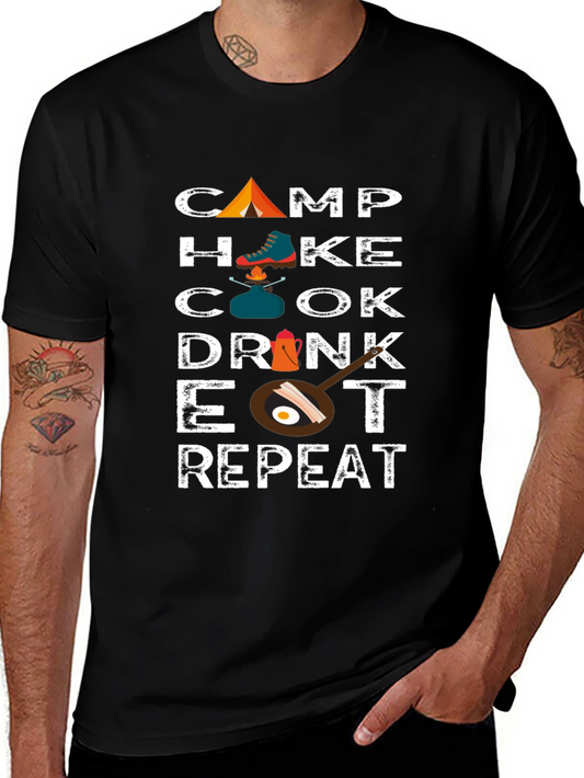 Camp Hike Cook Drink Eat Repeat Graphic T-Shirt