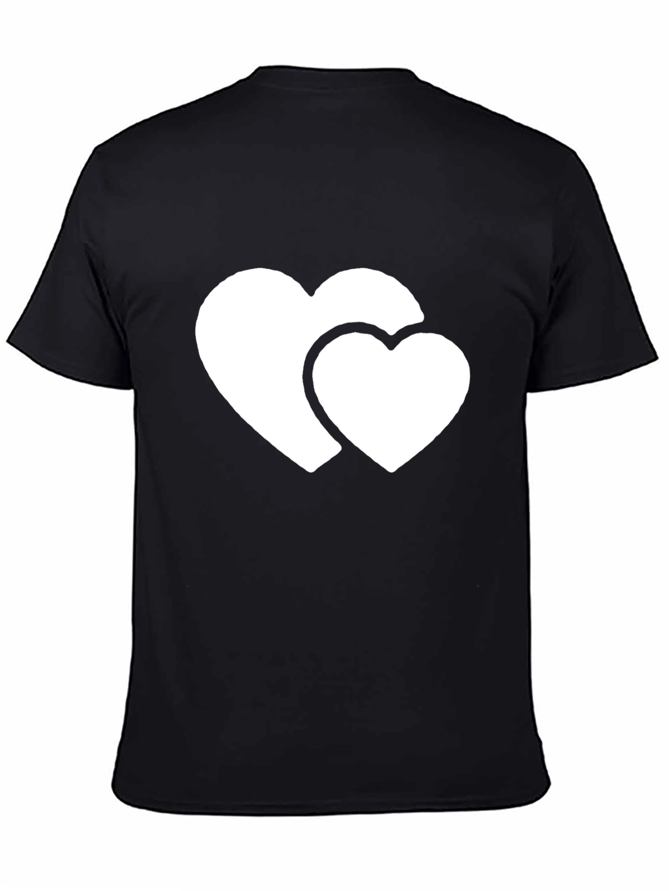 Black T-Shirt with Double Heart Graphic