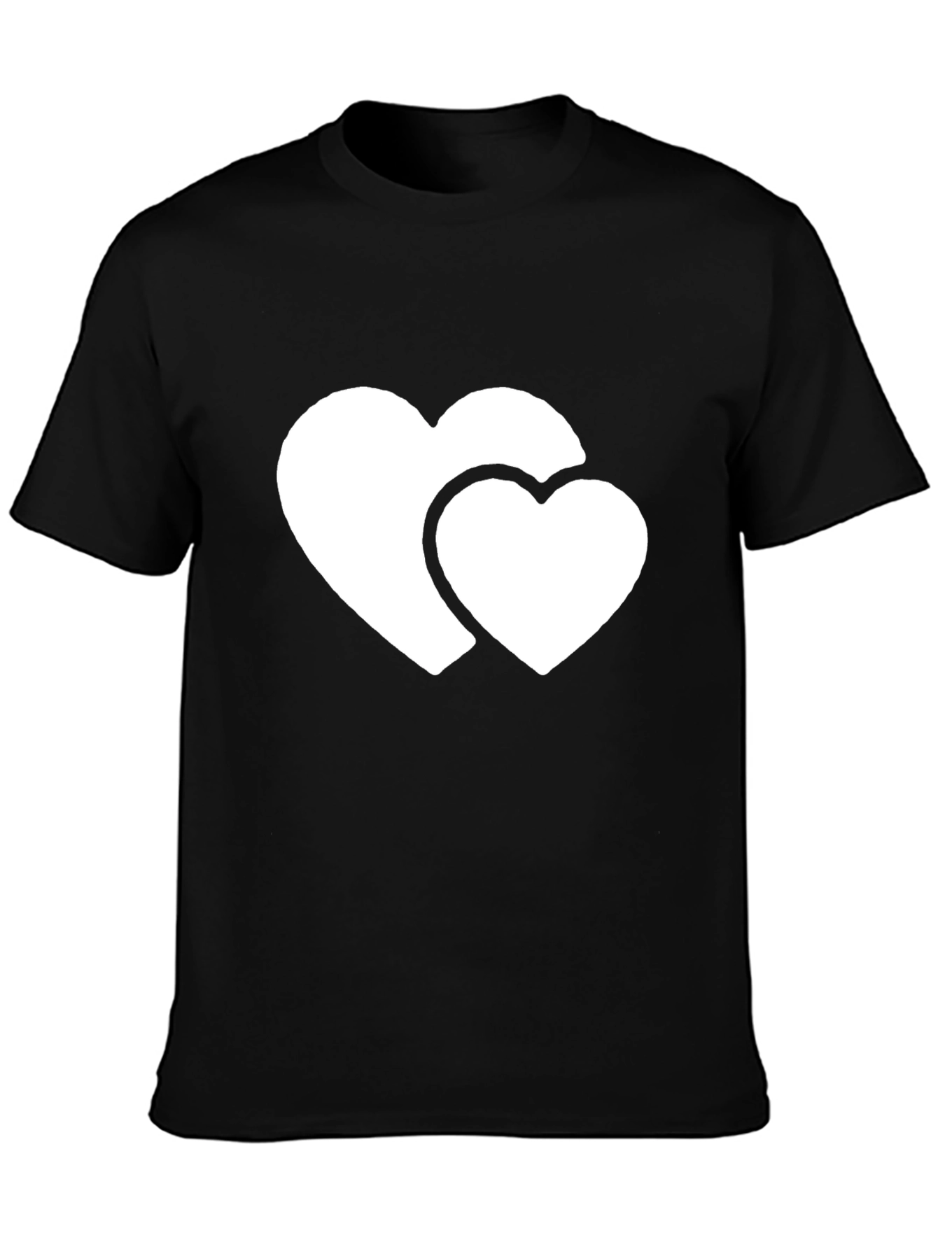 Black T-Shirt with Double Heart Graphic