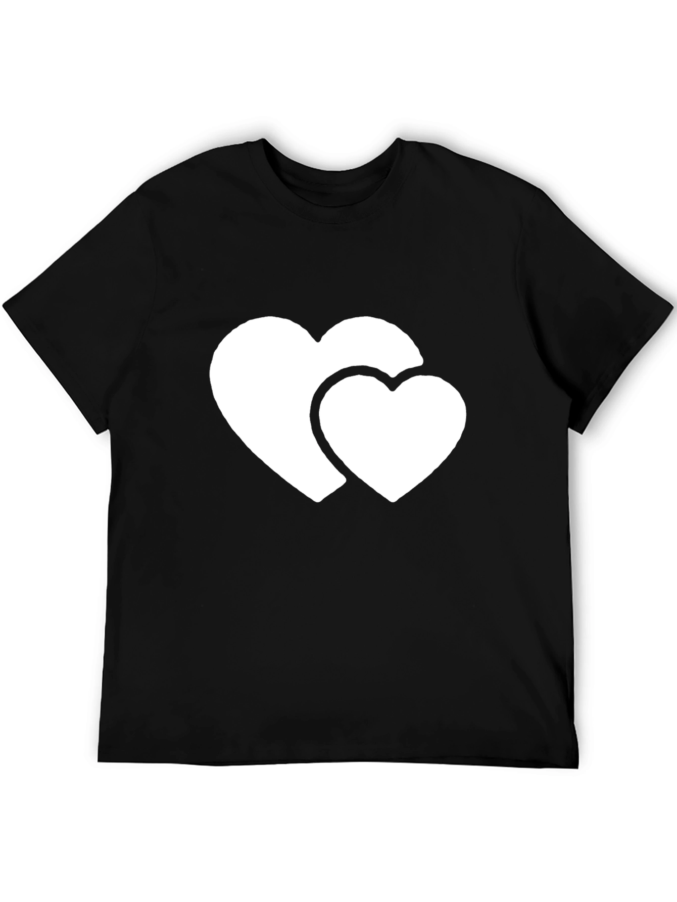 Black T-Shirt with Double Heart Graphic