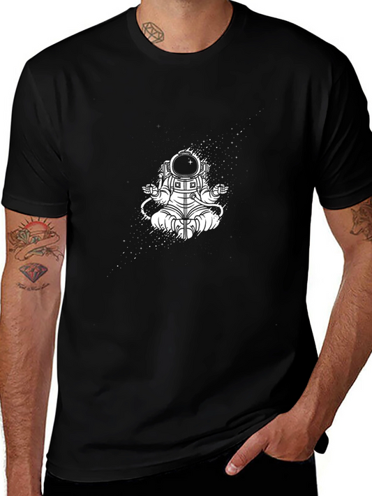 Meditating Astronaut Black T-Shirt