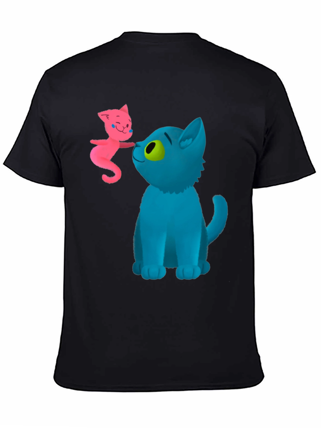 Cartoon Cats Graphic Tee - Whimsical Black T-Shirt