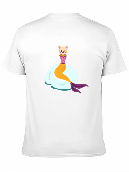 Cat Mermaid Graphic T-Shirt - Black