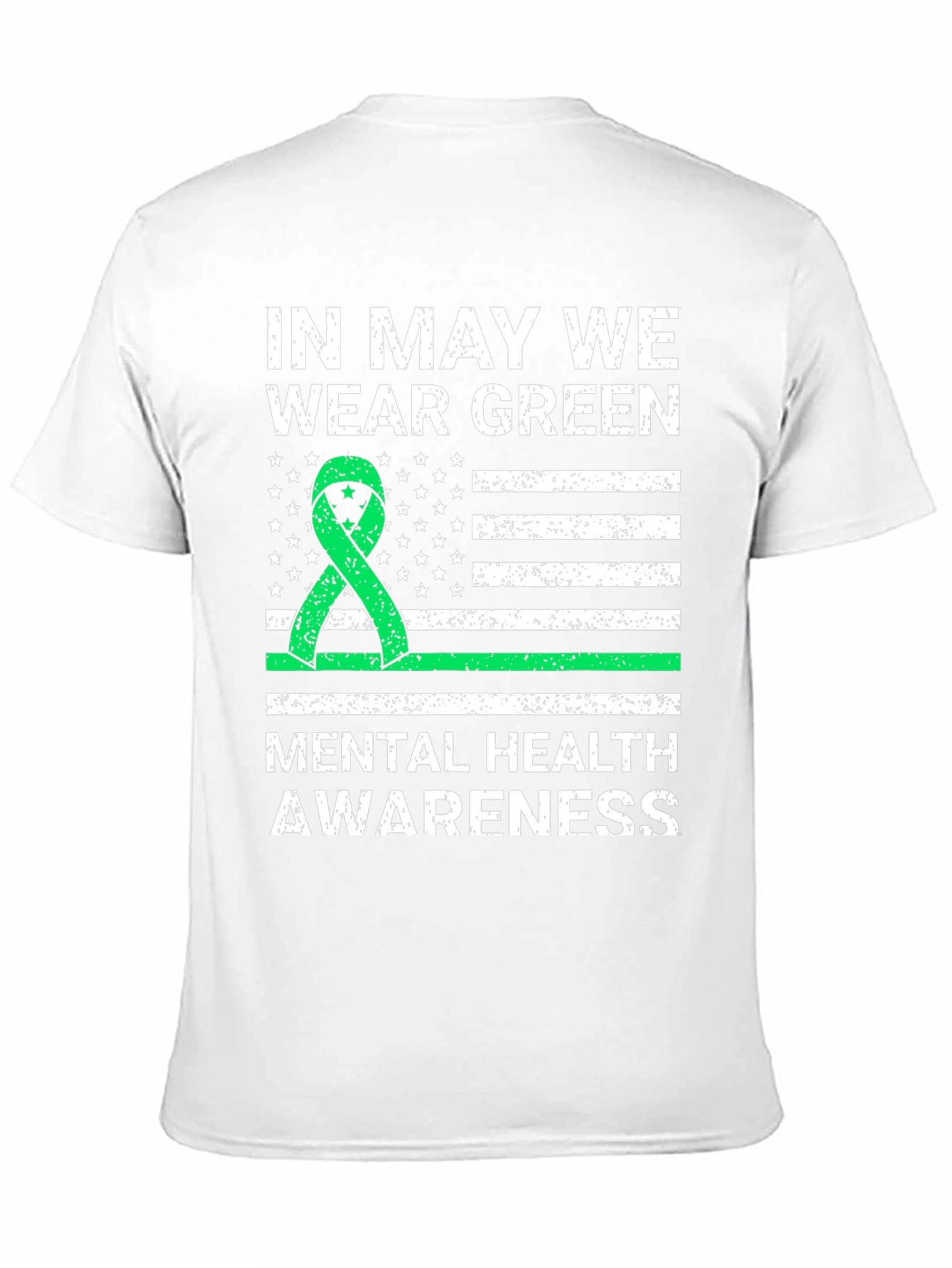 Mental Health Awareness Green Ribbon USA Flag T-Shirt