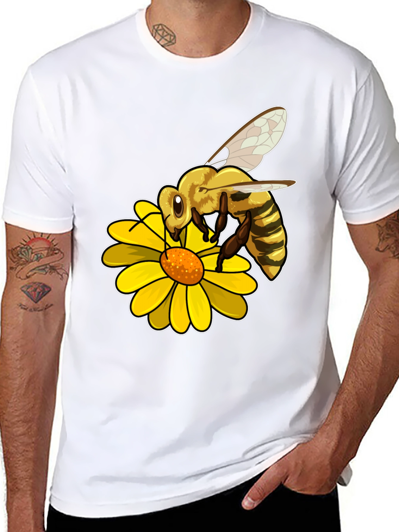 Bee on Flower Graphic Tee - Nature Lover T-Shirt