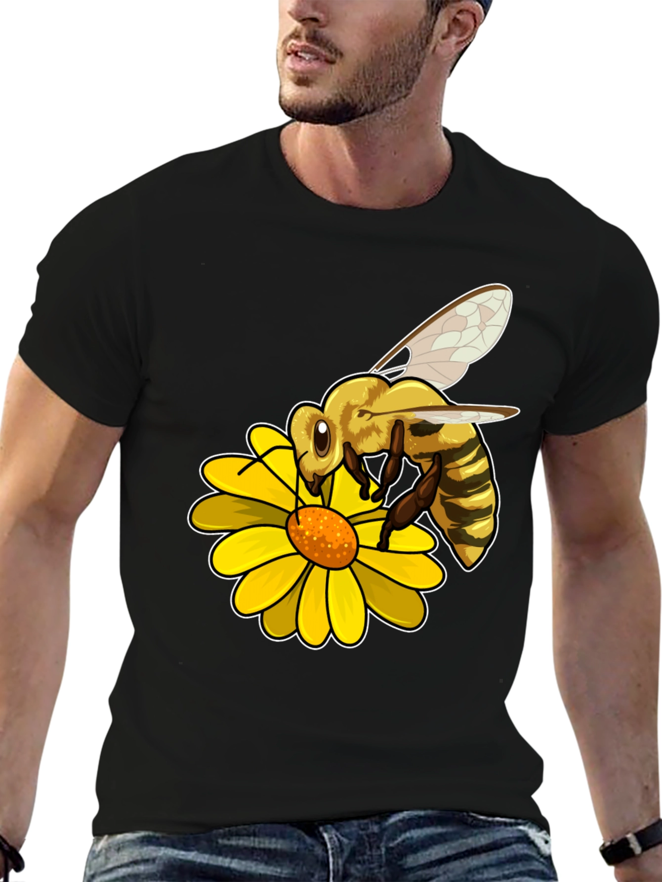 Bee on Flower Graphic Tee - Nature Lover T-Shirt