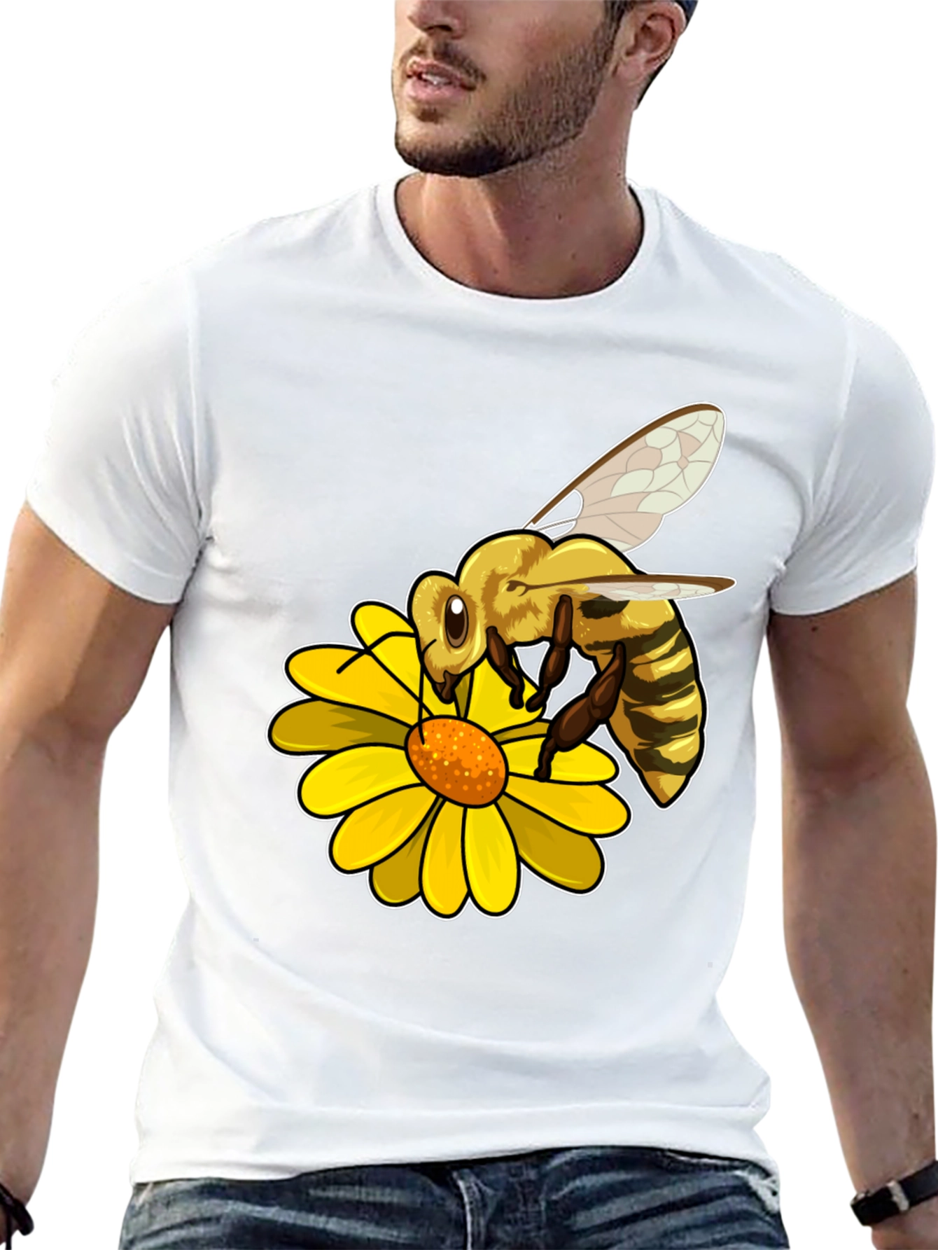 Bee on Flower Graphic Tee - Nature Lover T-Shirt