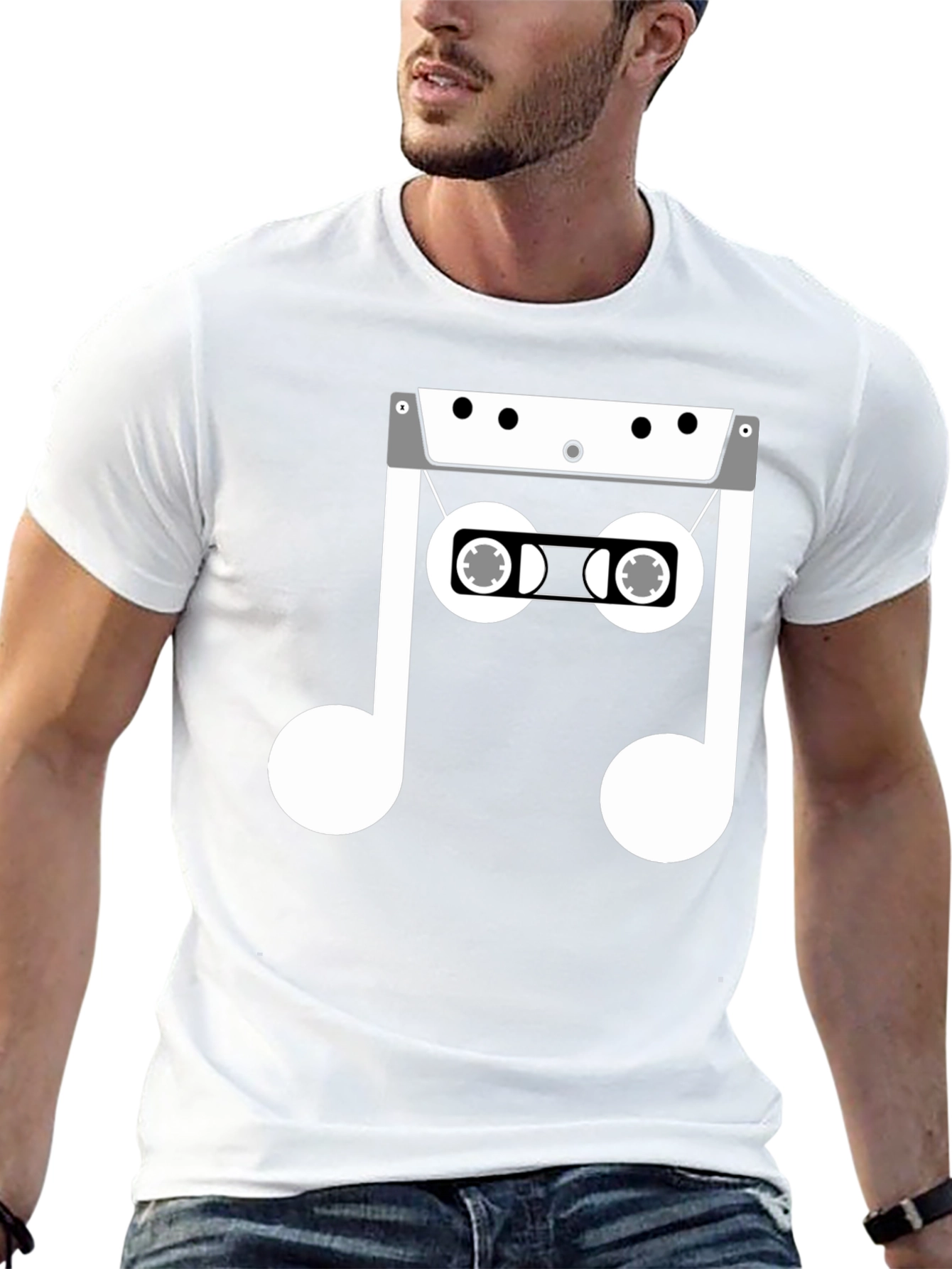 Cassette Tape Music Note Graphic T-Shirt