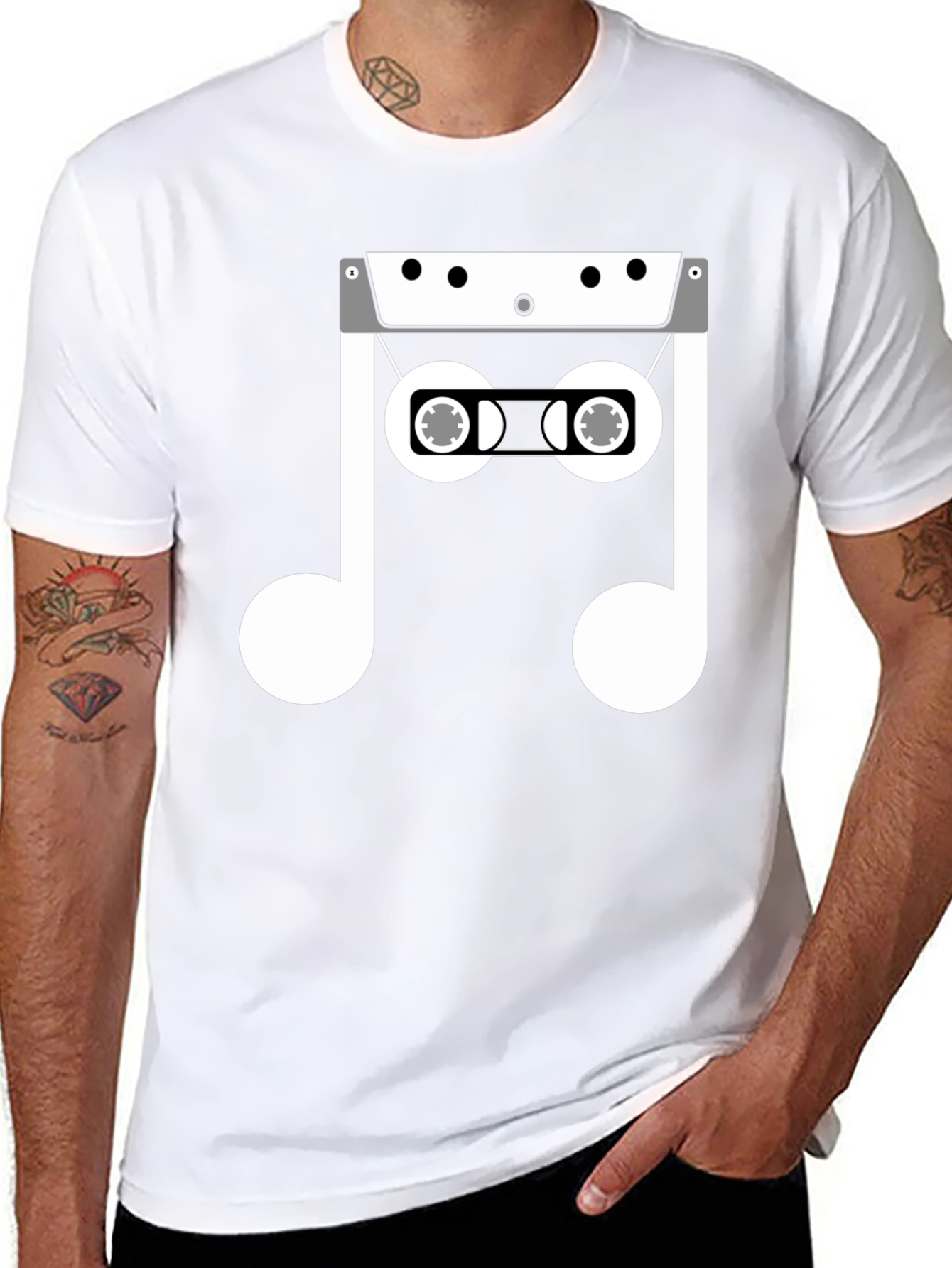 Cassette Tape Music Note Graphic T-Shirt