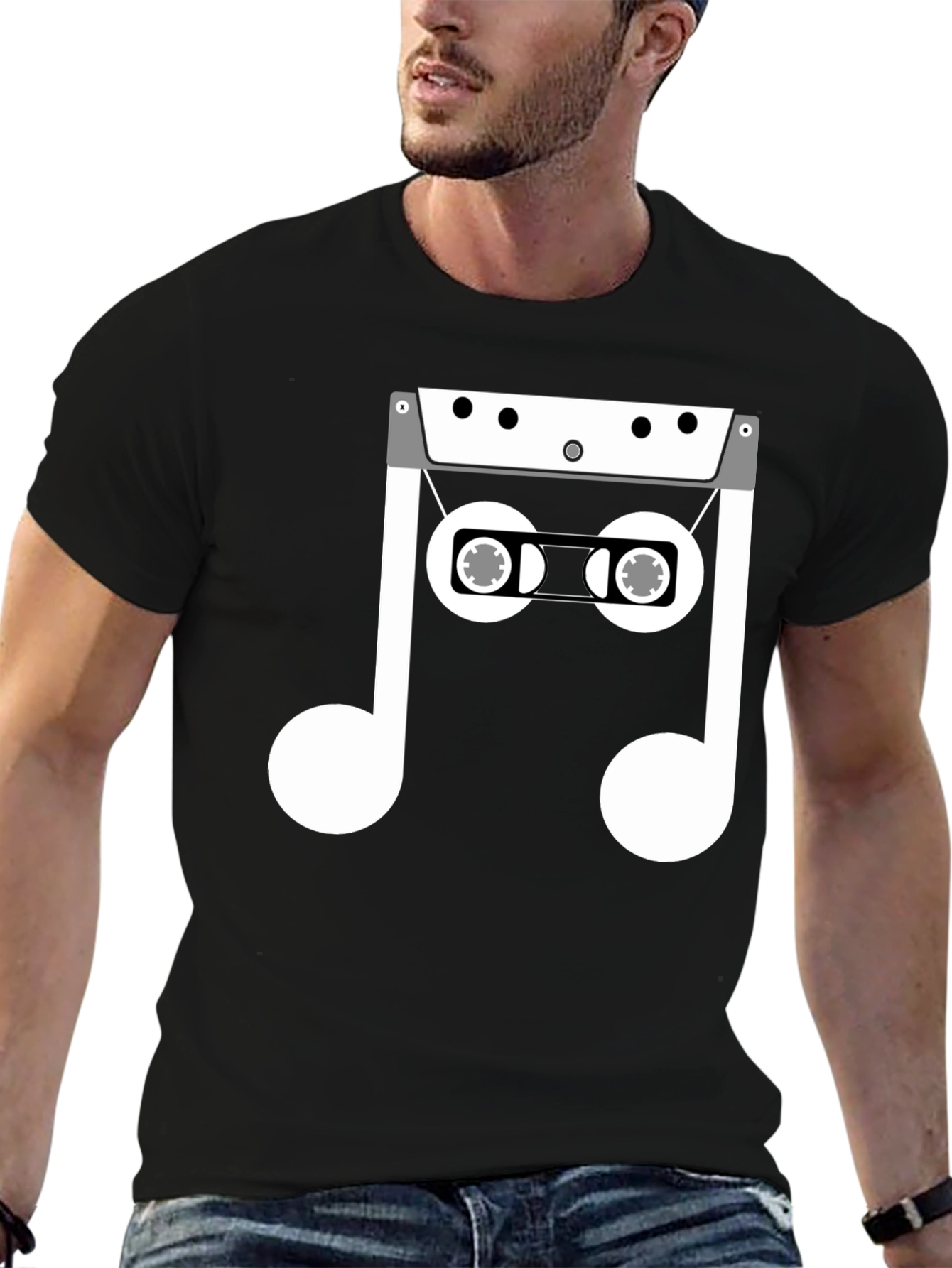 Cassette Tape Music Note Graphic T-Shirt