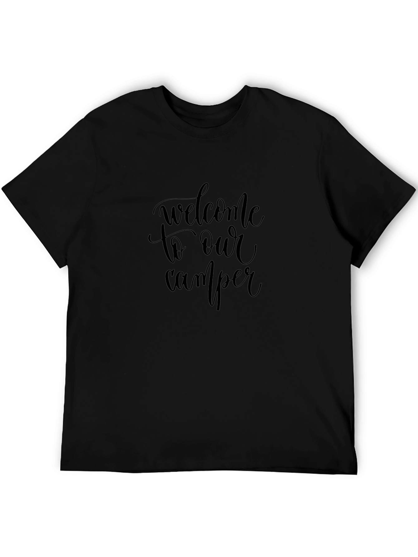 Welcome to Our Camper T-Shirt - Black Cotton Tee