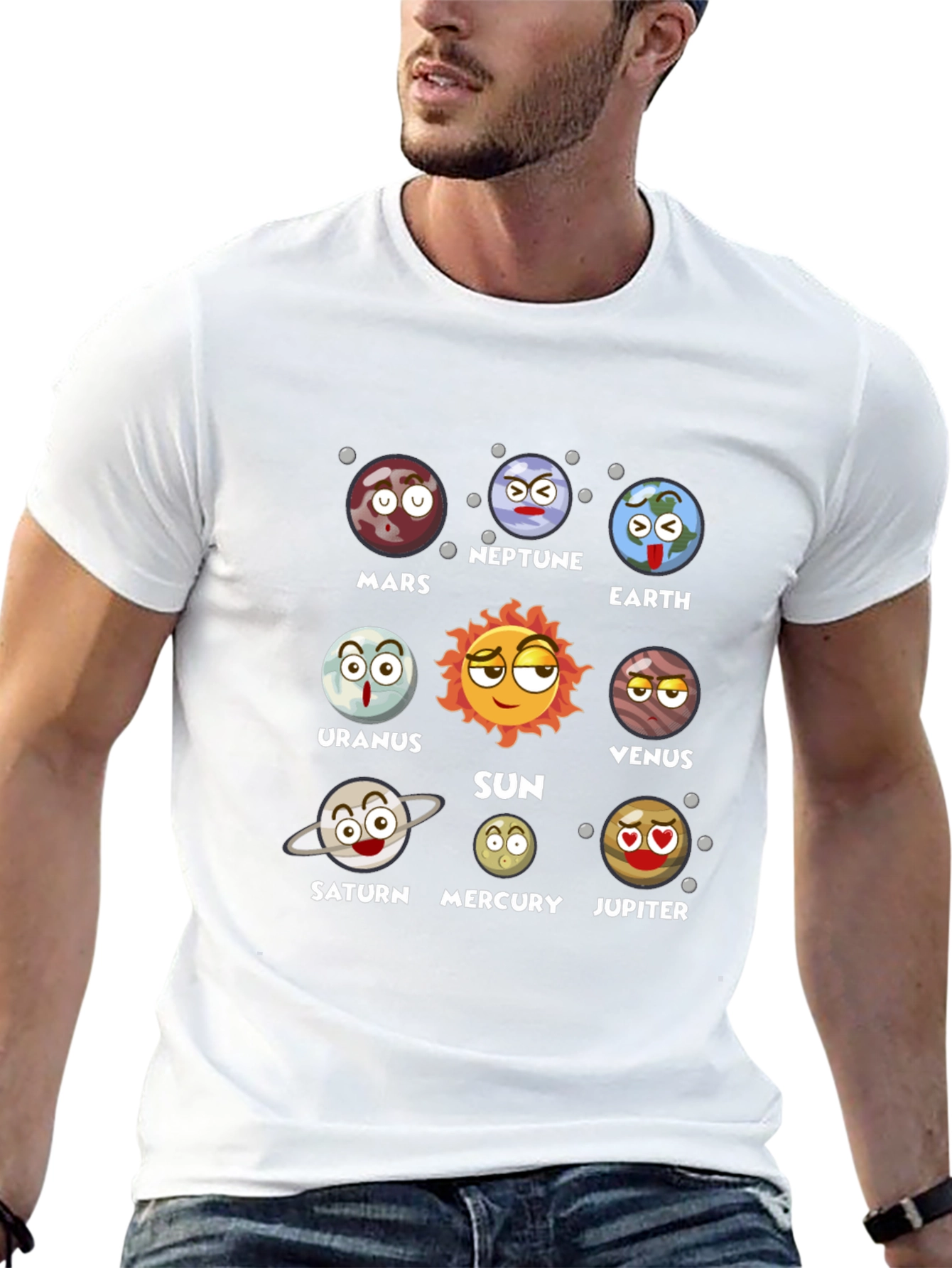 Planets Cartoon Graphic Novelty T-Shirt