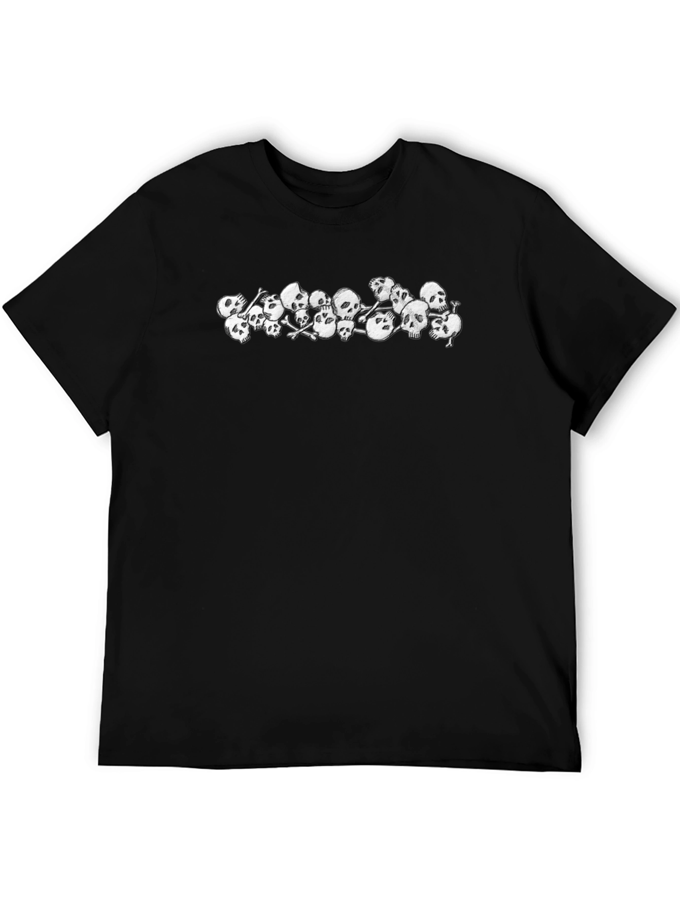 Skull Pile Graphic Tee - Black Cotton T-Shirt
