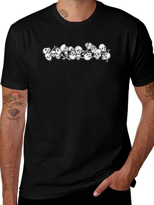 Skull Pile Graphic Tee - Black Cotton T-Shirt