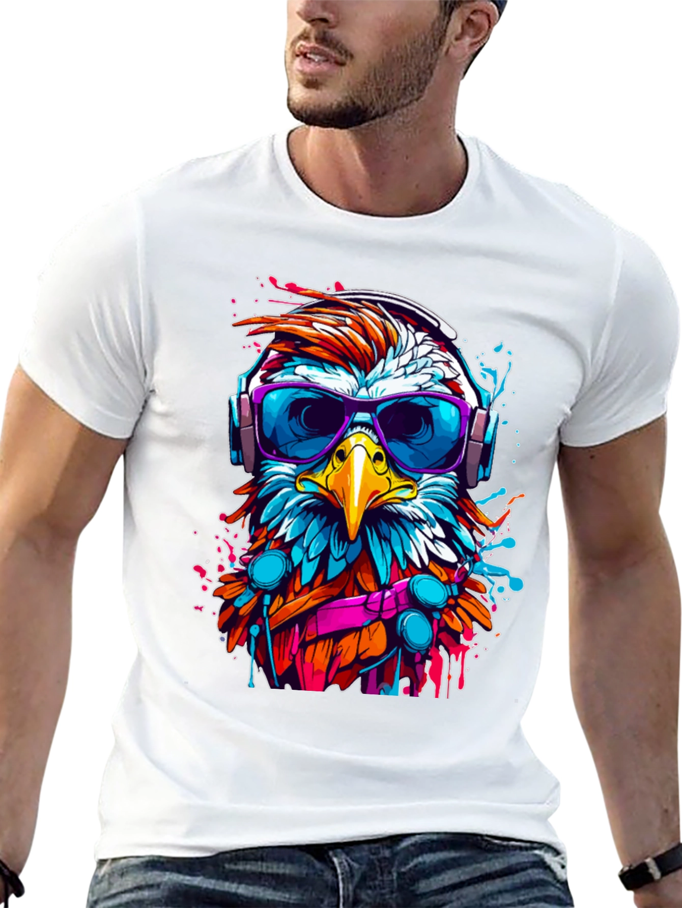 Eagle DJ Graphic T-Shirt - Trendy Bird Tee