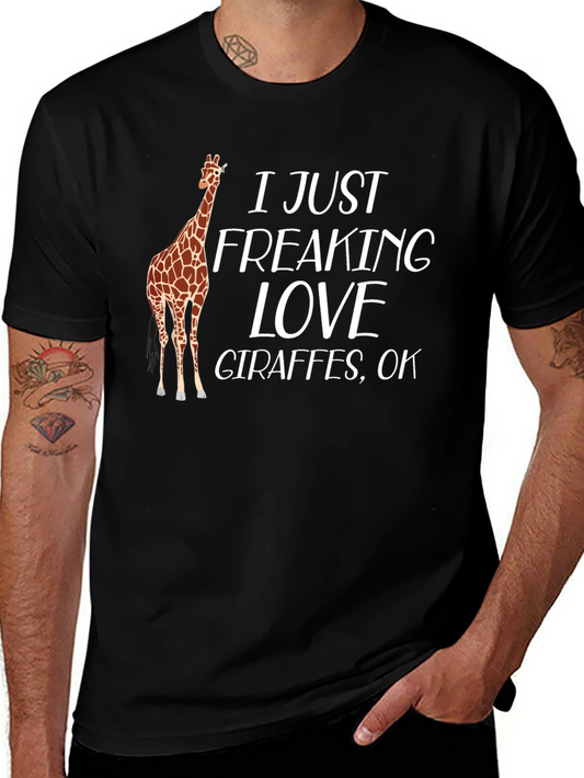 I Love Giraffes Black T-Shirt