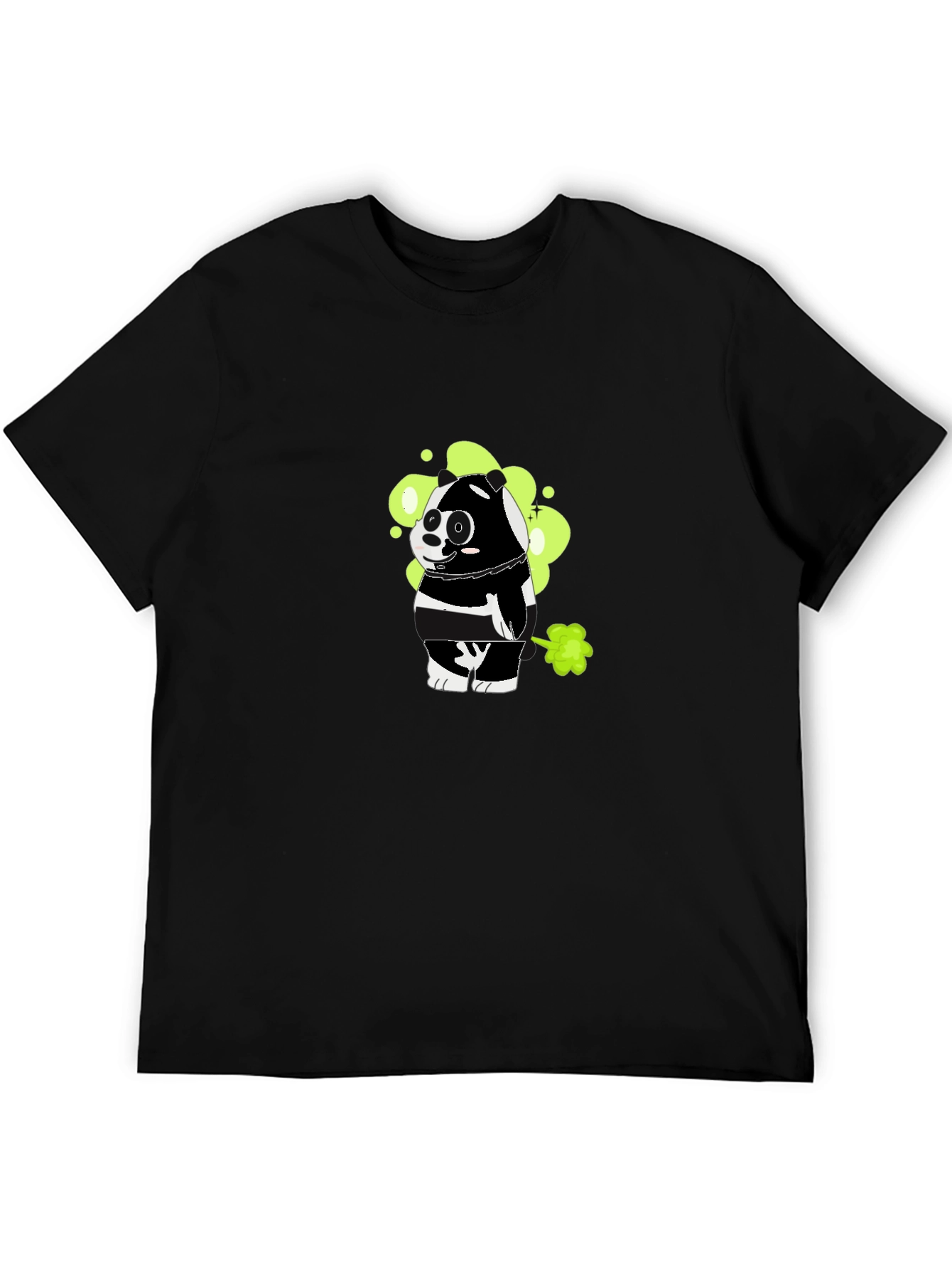 Funny Farting Panda Graphic Tee - Black Cotton T-Shirt