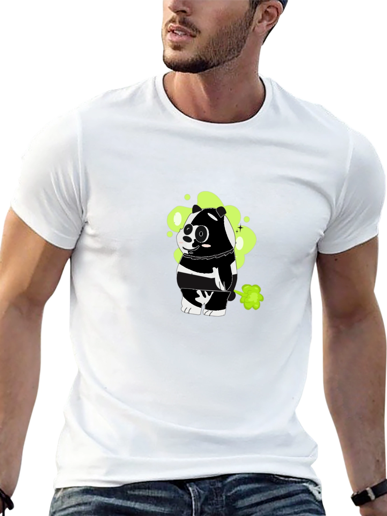 Funny Farting Panda Graphic Tee - Black Cotton T-Shirt