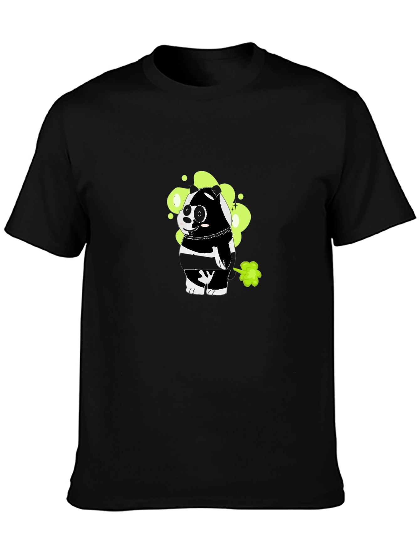 Funny Farting Panda Graphic Tee - Black Cotton T-Shirt