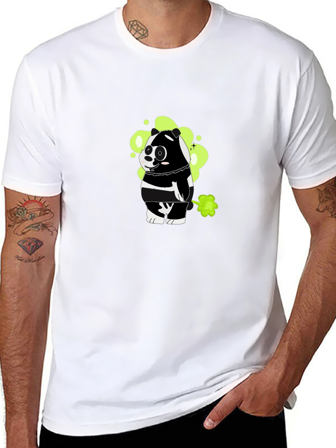 Funny Farting Panda Graphic Tee - Black Cotton T-Shirt