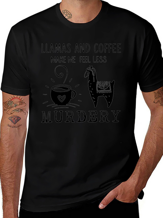 Llamas & Coffee Graphic T-Shirt - Mens Black Tee