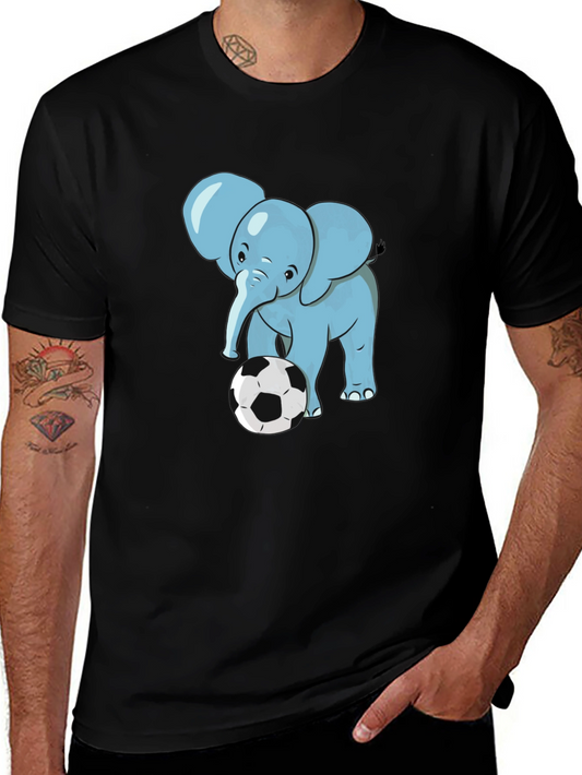 Elephant Soccer T-Shirt - Black Cotton Tee