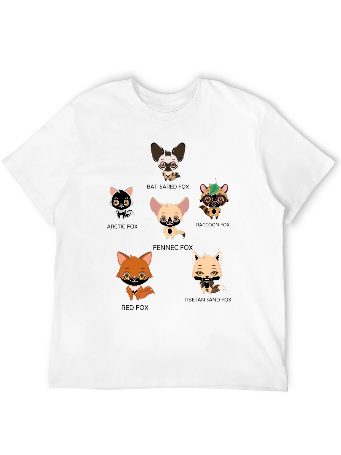 Cartoon Fox Species Graphic Print T-Shirt