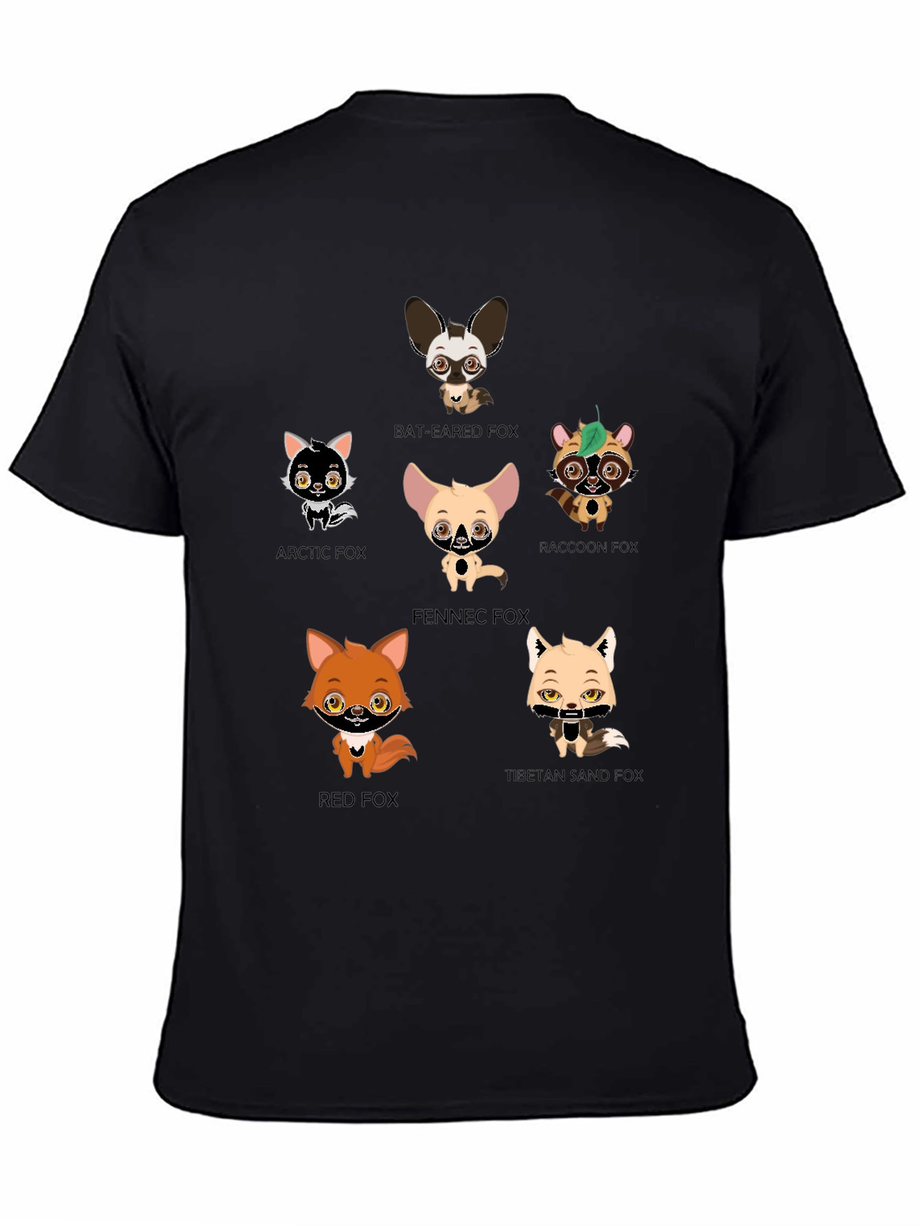 Cartoon Fox Species Graphic Print T-Shirt
