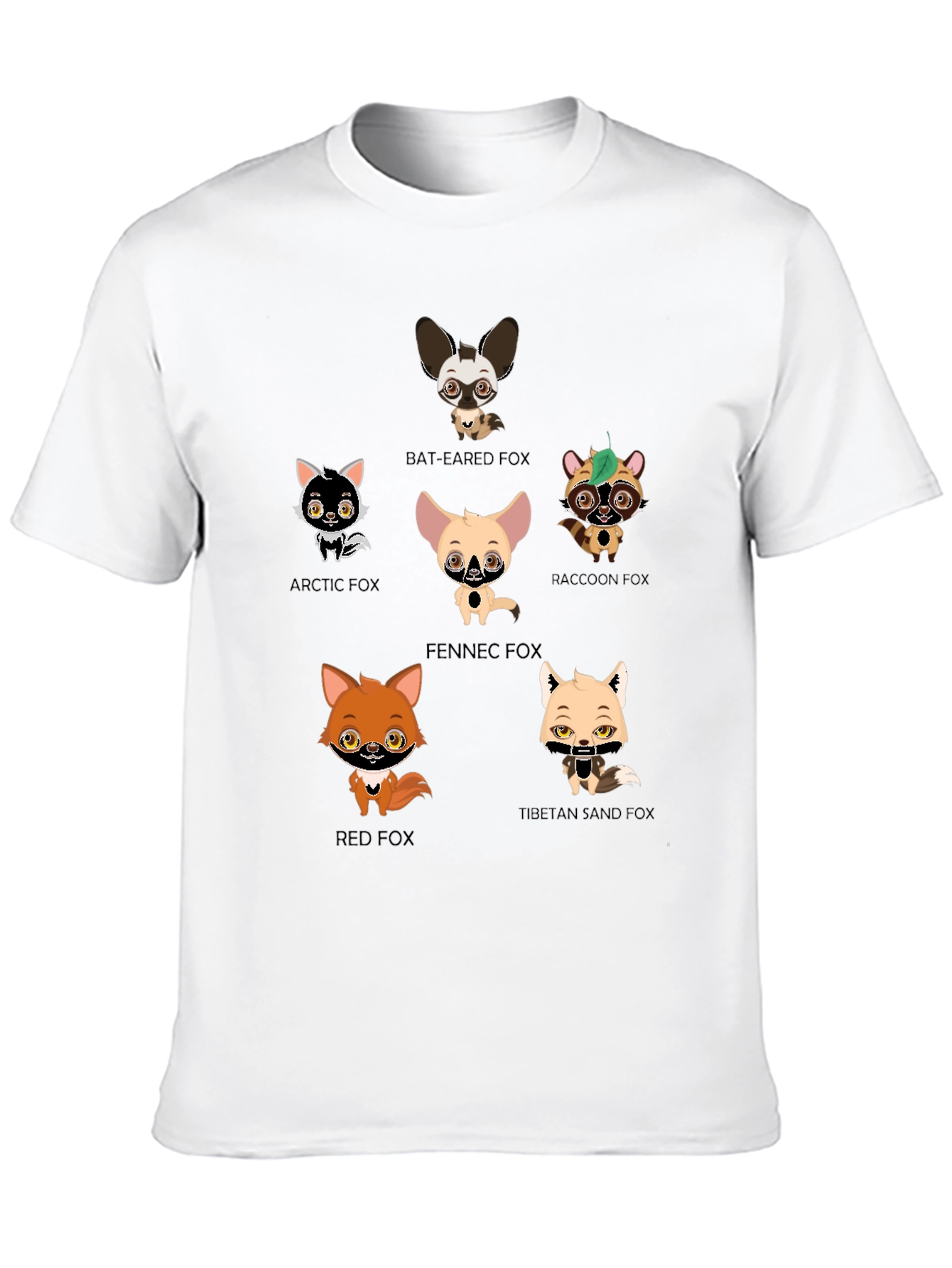 Cartoon Fox Species Graphic Print T-Shirt