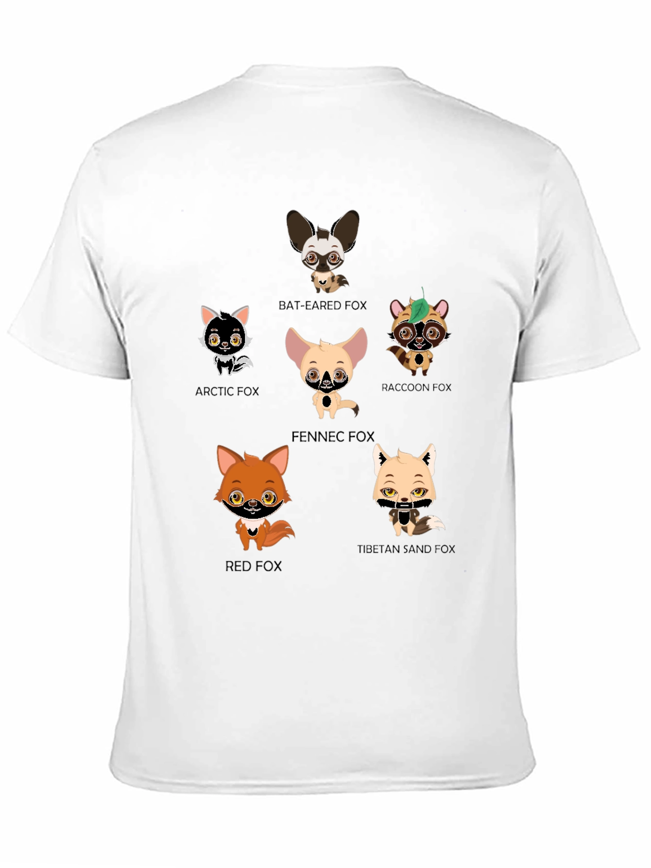 Cartoon Fox Species Graphic Print T-Shirt