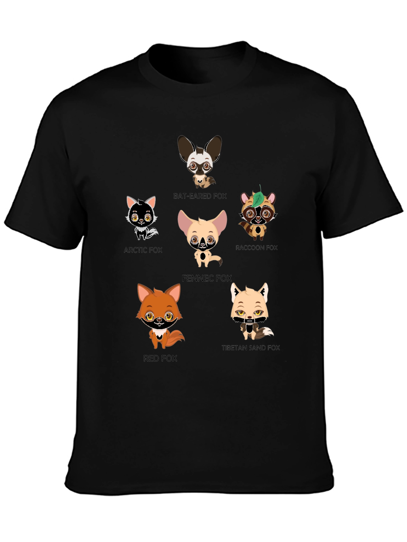 Cartoon Fox Species Graphic Print T-Shirt