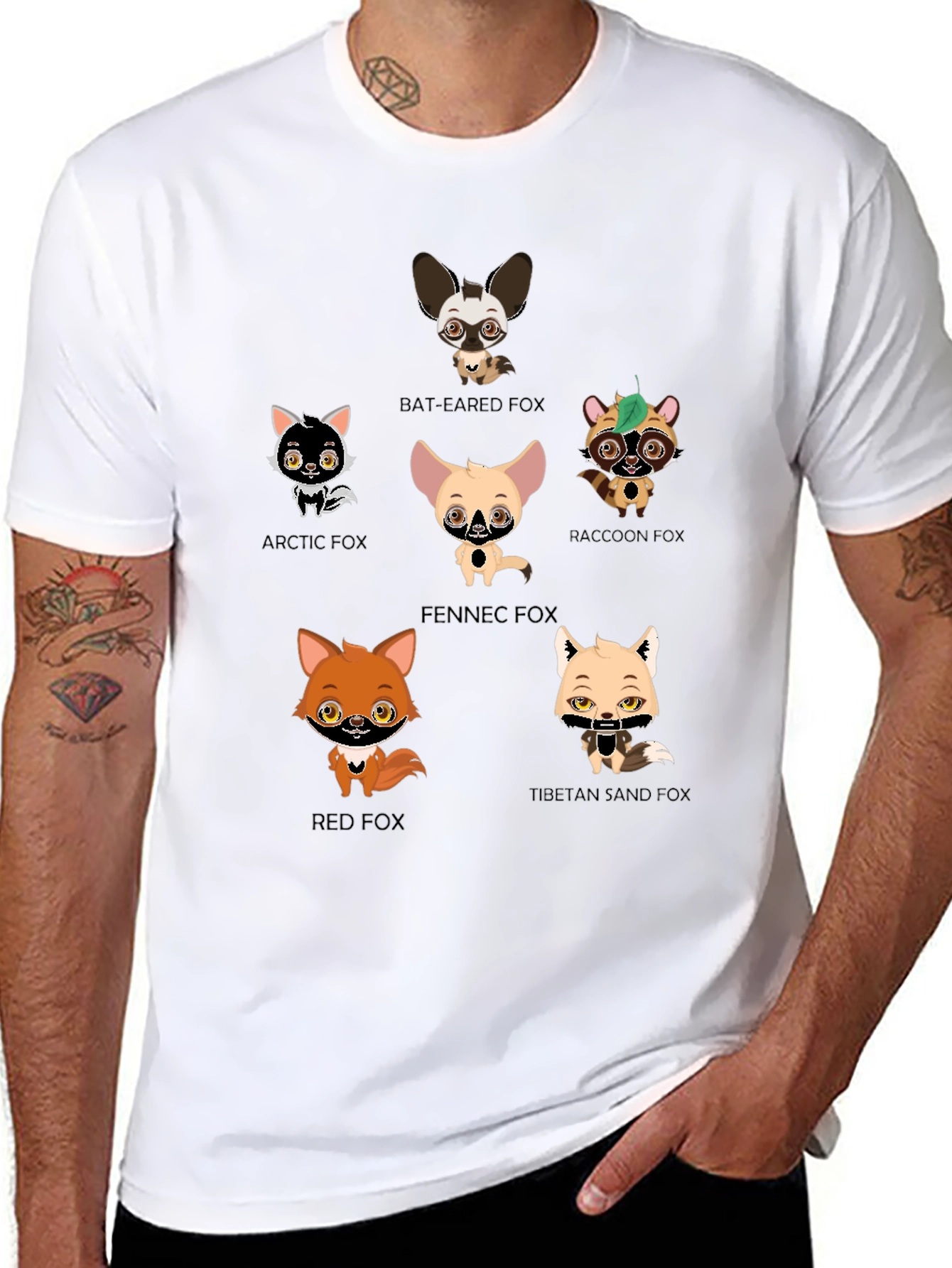 Cartoon Fox Species Graphic Print T-Shirt