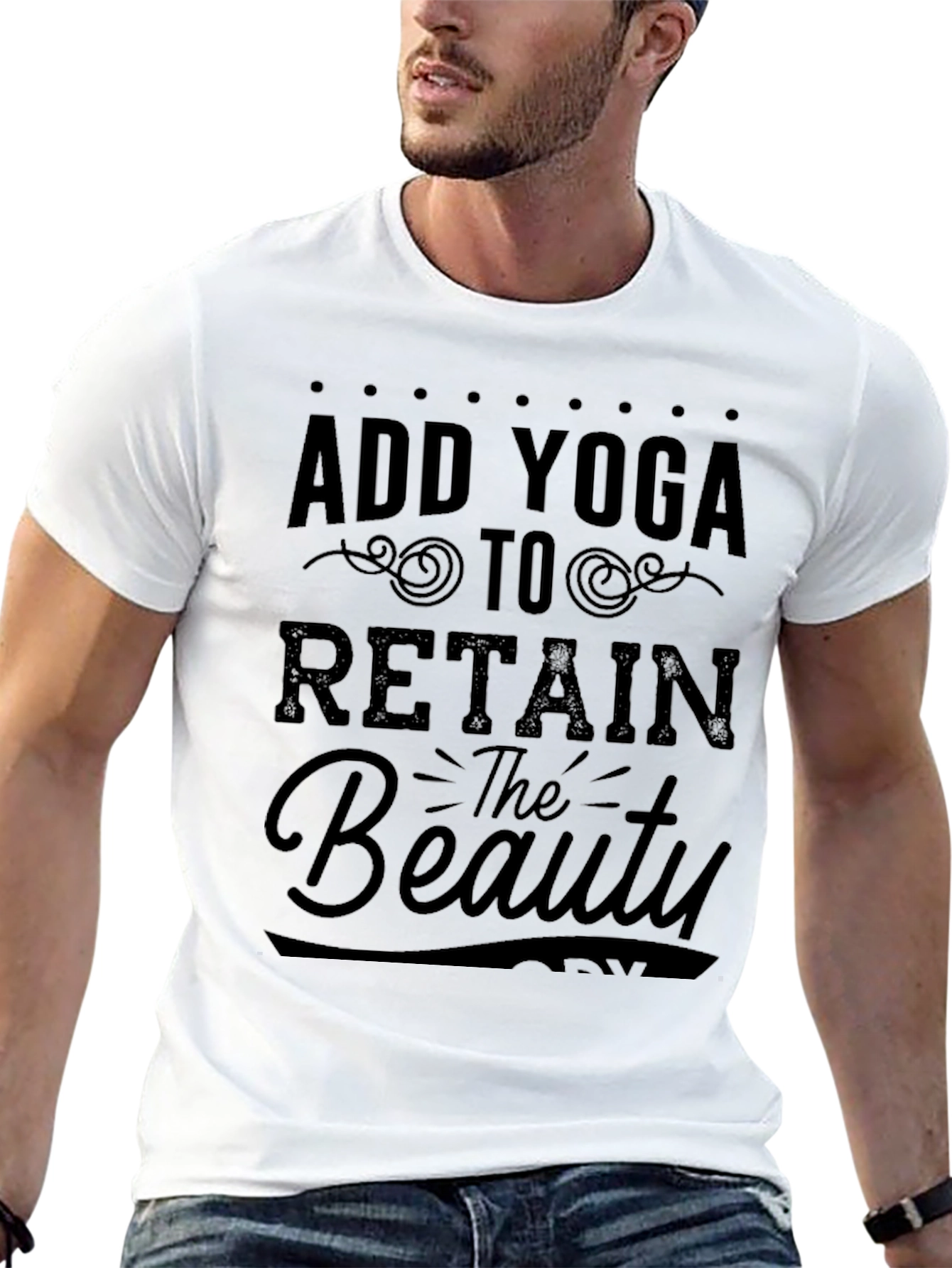 Add Yoga To Retain the Beauty Black Graphic T-Shirt
