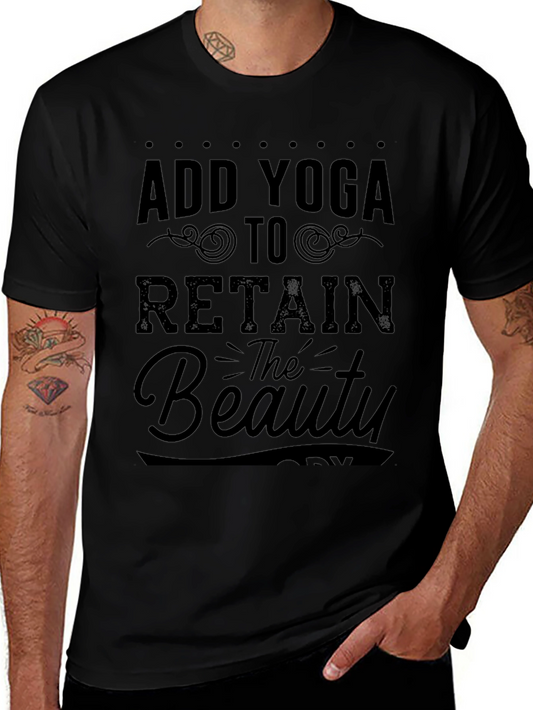 Add Yoga To Retain the Beauty Black Graphic T-Shirt