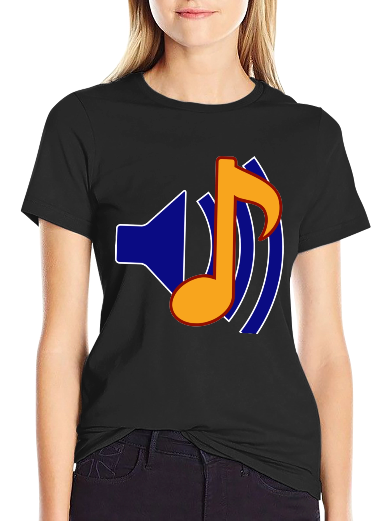 Music Note Graphic Black T-Shirt